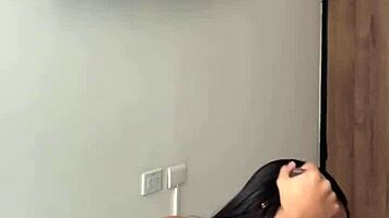 Cute Brunette Enters Room For Sloppy Blowjob And Creampie With Amateur Couple