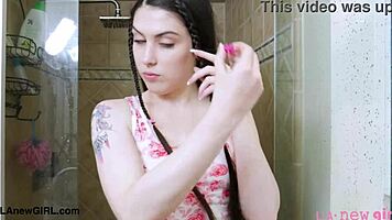 Hey, check out this gorgeous brunette model taking a nice shower!