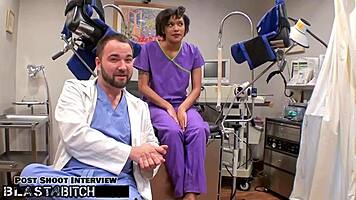 student jackie banes busted and blasted with cum by doctor