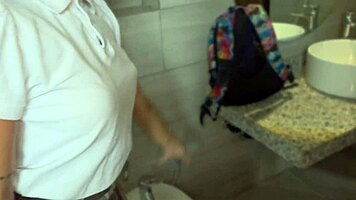 Professor And Student Enter School Bathroom For Intense Fucking