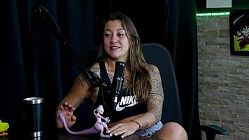 safada performs sensual stripper show revealing breasts after denying transsexual suggestion and recalling virginity loss