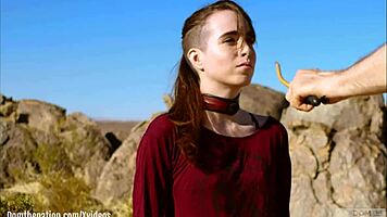 petite submissive drinks piss, gets caned and facesat!