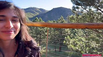 All Natural Teen Sucks Her Boyfriends Cock In The Woods & Swallows Cum