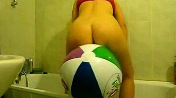 Sophie Masturbating With Balloons In Living Room And Bathroom