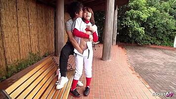 flexible japanese teen seduces classmate for risky public creampie fuck, doesn't she?