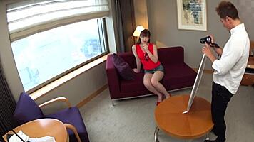 Secret audition with tall busty Japanese college model.