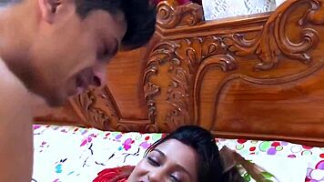 Two desi bhabhi enjoy wild sex with young devar 😍