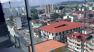 What passionate massage is the latina couple enjoying in homemade setting