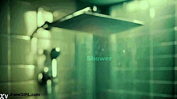 Brunette Model With Long Hair Took A Shower