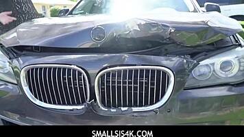 Stubborn Alicia Blows for Crushed Car