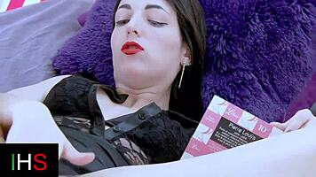 Sexy brunette in lingerie fucks hot guy intensely