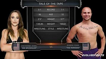 Wrestling winner fucks loser! Cheyenne Jewel ties up Shawn and fucks