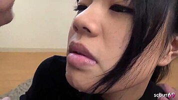 Petite japanese young woman with big natural tits first time blowbang bukkake facial at uncensored jav