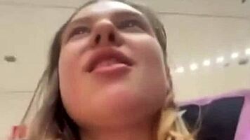 Teen masturbates in taxi and mall with big tits