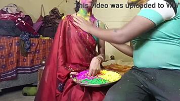 first time holi celebration with neighbour's wife