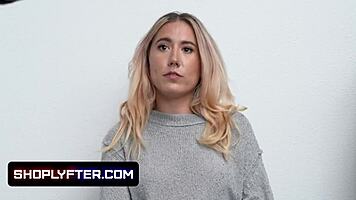 Tiny Young 18+ Blonde Teen 18+ Thief Paisley Bennett Fucked By Big Dick Security Guard