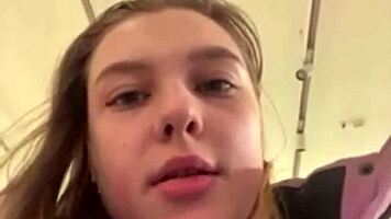 Teen masturbates in taxi and mall with big tits