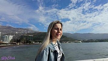 Romantic walk turns steamy with a vibrator in my pussy