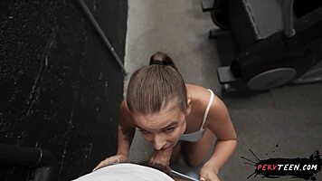 Cheating teen 18+ gets caught having sneaky sex in the gym by her boyfriend
