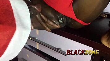 cute beautiful young babe in christmas costume shares lovely moment with santa during bedroom casting