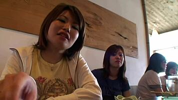 Wow, these two Japanese backpackers met older guys and got wild in the hostel!