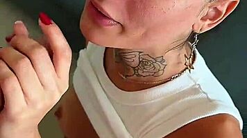 brunette nasty latina swallows every drop in deepthroat pov, choking and gagging