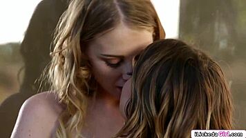 Lesbian babes welcome new sorority member in foursome