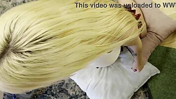 feeling so excited, this petite college student teases a big dick with slow, edging handjob