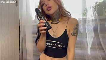 Toy blowjob throating with abundant saliva