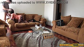 Perfect ass black teen rides friend's big cock.