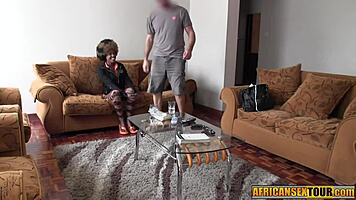 Perfect ass black teen rides friend's big cock.