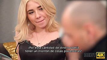 blonde hairdresser fucks for furniture debt