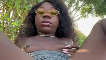 Lola Black XXX Playing With Her Pussy Outside!