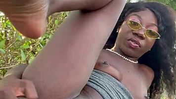 Lola Black XXX Playing With Her Pussy Outside!