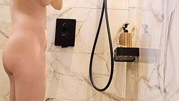 bathing of black hair japanese girl