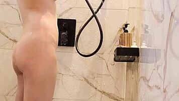 bathing of black hair japanese girl