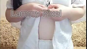 Horny Brunette Lammy Pixel Stripteases And Shows Off Her Gorgeous Big Ass In Lingerie