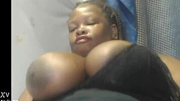 The huge ebony teen is deepthroating the big black cock with gagging. Her big natural tits are bouncing beautifully!