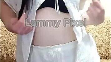 Horny Brunette Lammy Pixel Stripteases And Shows Off Her Gorgeous Big Ass In Lingerie