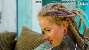 tattooed girl solo anal dildo play