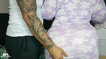 i made a deal with the mature woman to help with my hard cock, i wanted to creampie her big tits - full story