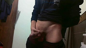 a comfy cock-play in the bathroom