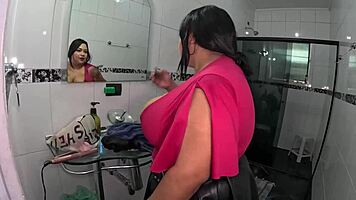 Huge busty BBW slut doll misbehaves in mansion with naughty activities