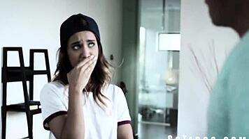 Ignorant guy tries converting lesbian Uma Jade straight with big cock