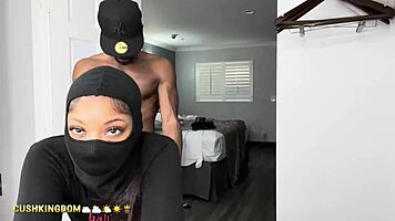 attractive woman uses toy then companion