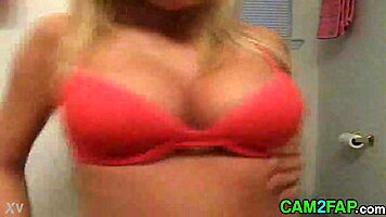 Blonde Teen Shows Huge Tits on Webcam