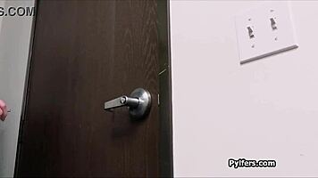 Handcuffed brunette looks forward to dicking