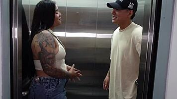 Curvy Latina Neighbor Rides Huge Cock in Bedroom When Wife Is Away