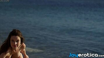 outdoor teasing from beautiful serena j and her shaved pussy