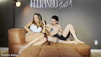 Blonde Brazilian Teen Cums Hard First Time